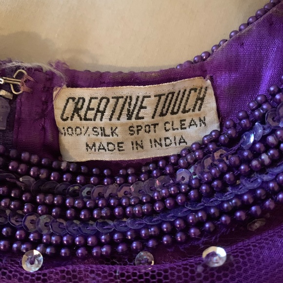Vintage Purple Beaded Evening Blouse - Picture 6 of 6